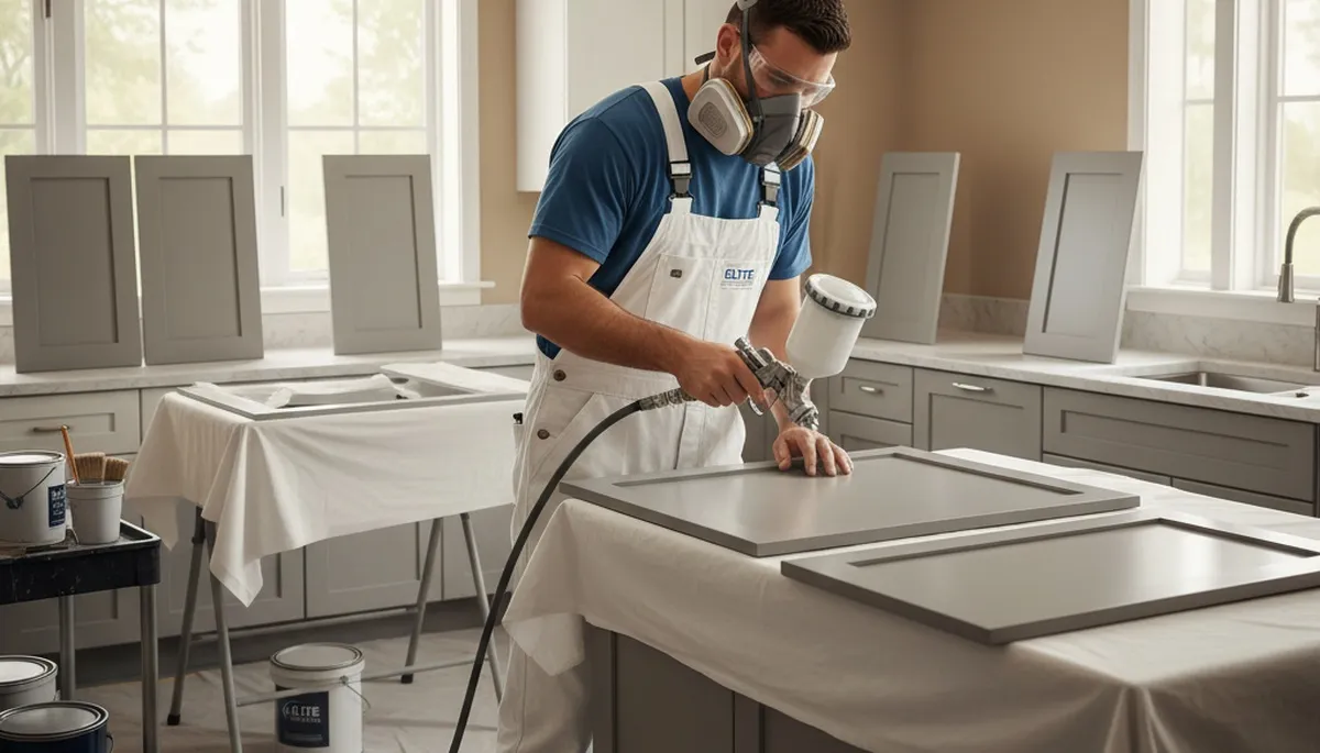 Cabinet painting service in Bloomington, IL for durable, professional kitchen cabinet refinishing