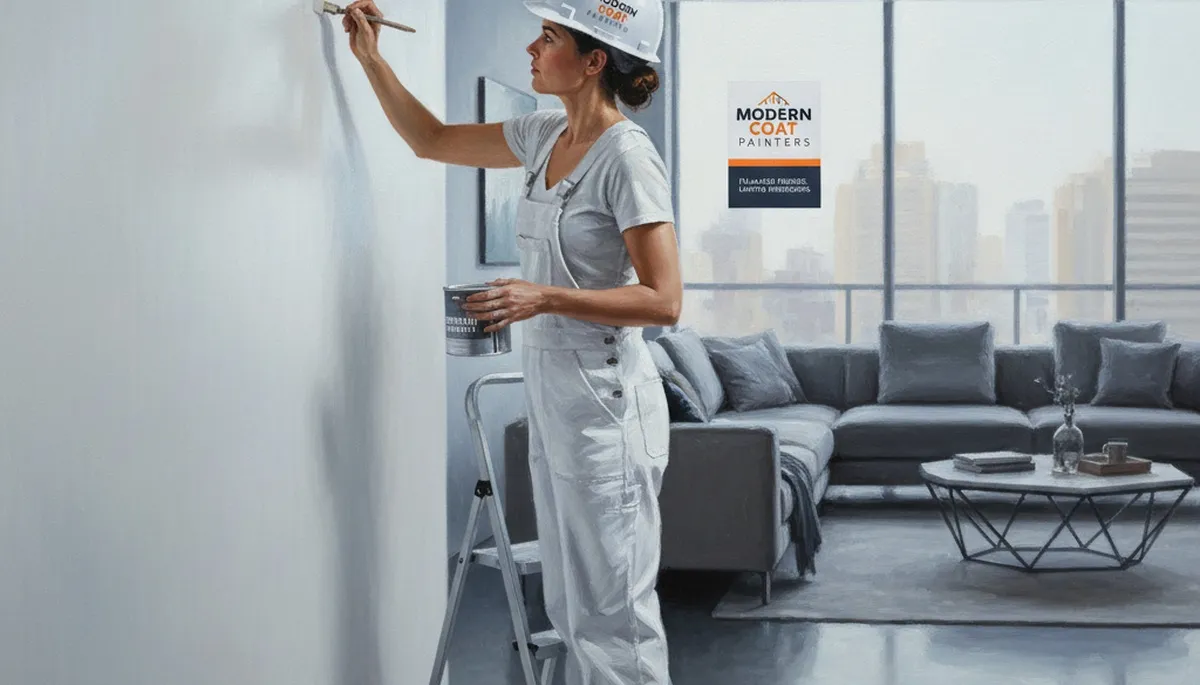 Bloomington, IL painters applying interior paint touch-up on a home wall