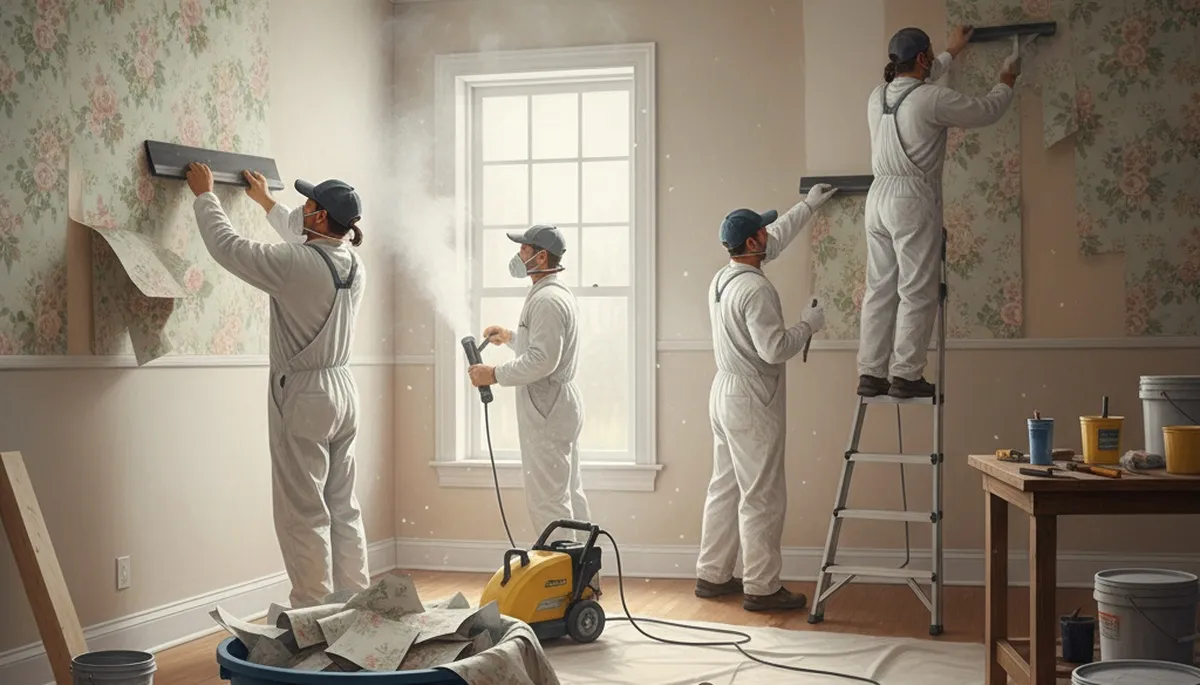 Wallpaper removal service in Bloomington, IL for clean, careful wall prep by Bloomington Paint Pros